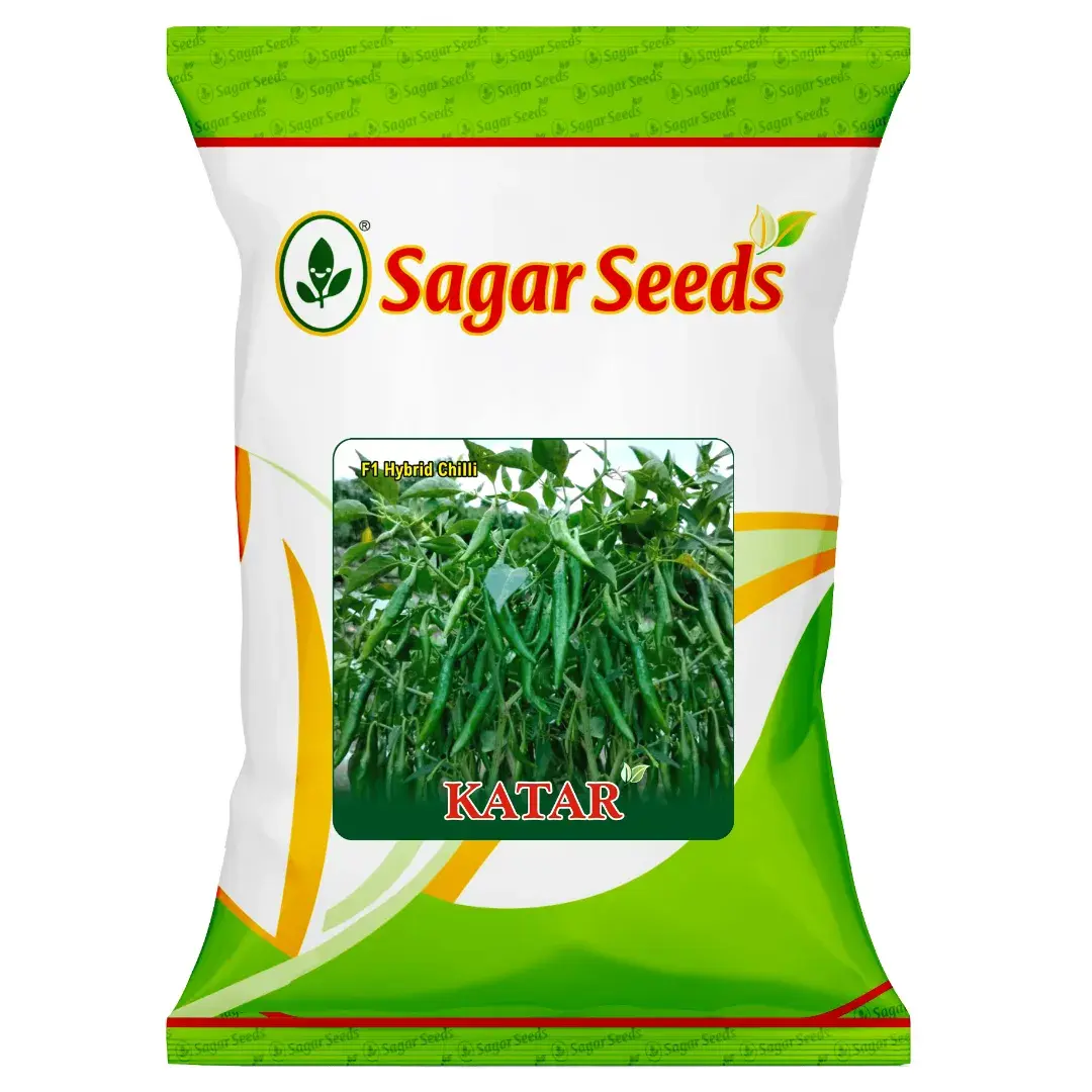 Sagar Katar F1 Hybrid Chilli Seeds, High Pungency, Dark Shiny Green And Red, High Yield, Pest Resistant